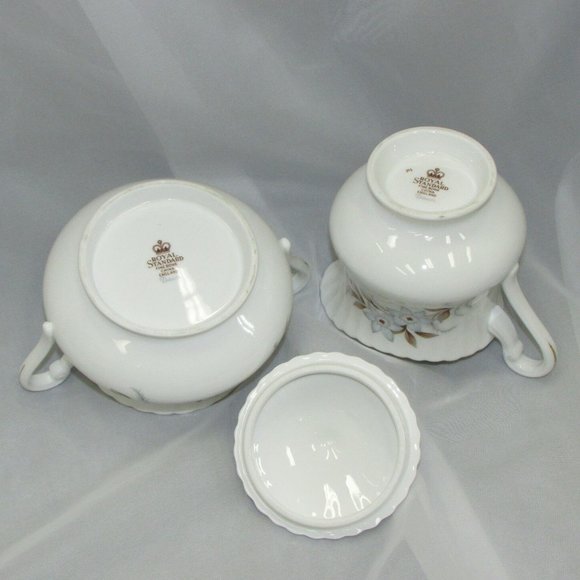 Vintage Royal Standard Fine Bone China Dawn Creamer & Sugar Bowl England Floral - Picture 4 of 5